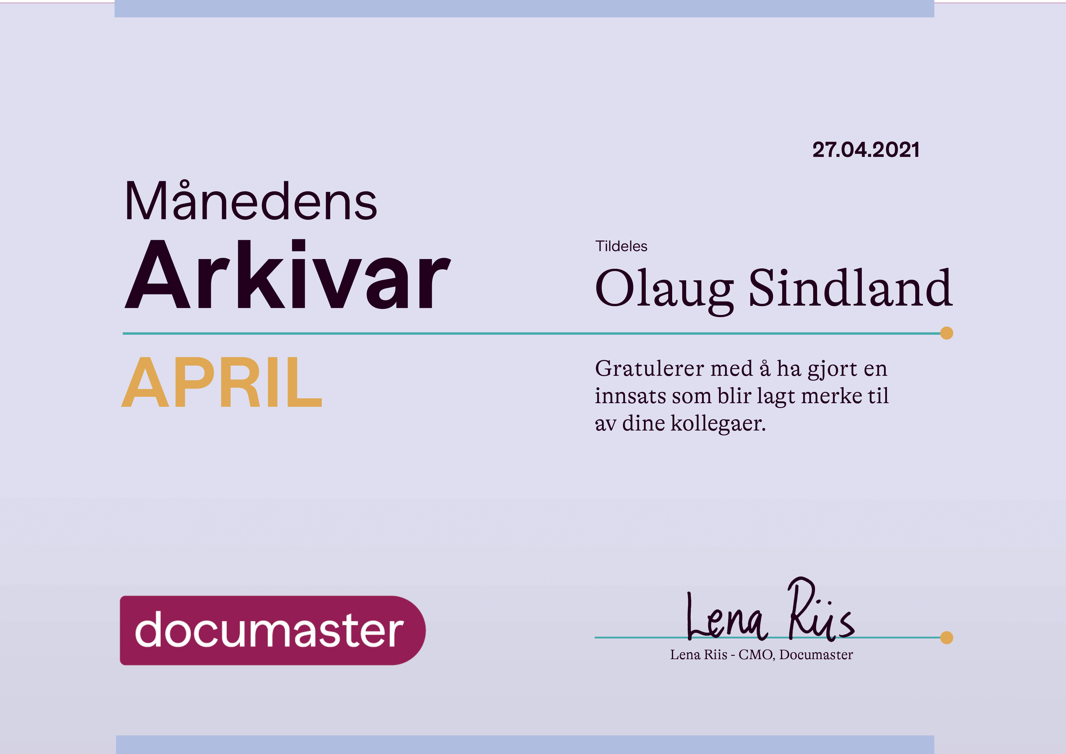 Månedens Arkivar April